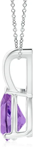 Vista 2 de Angara Collar con colgante solitario de amatista natural para mujer en plata 925oro macizo de 14 quilatesplatino 950 Regalo de joyería de piedra