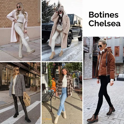 Vista 6 de Athlefit Botas Chelsea para Mujer con Suela Rugosa de Moda, Tacón Grueso, Botines de Tobillo Elásticos sin Cordones Albaricoque