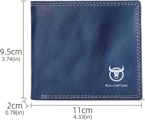 Vista 88 de LUKZIJAES Billetera de cuero genuino para hombre, con bloqueo RFID, delgada, plegable, bolsillo frontal, #3-Café, Vintage