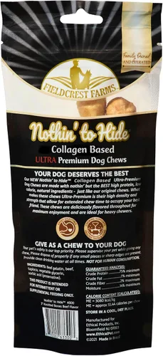 Vista 2 de Fieldcrest Farms Nothin' to Hide Golosinas de hueso ultra anudadas de 3 pulgadas, golosinas alternativas naturales de cuero crudo para perros