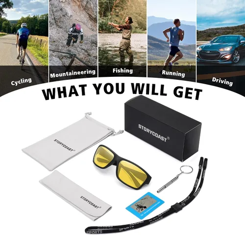 Vista 7 de STORYCOAST Gafas de sol deportivas polarizadas para hombres y mujeres marco irrompible ciclismo pesca conducción