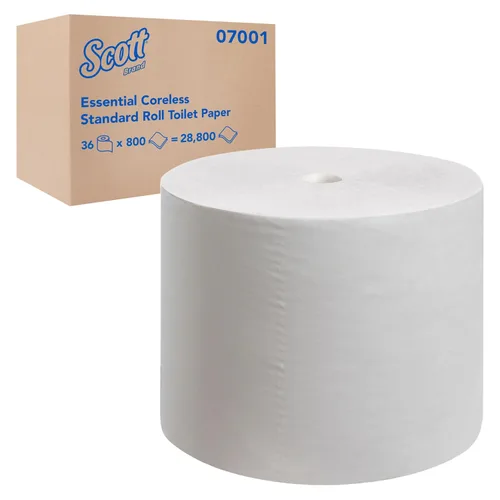Vista 2 de Scott 07001 Essential - Rollo de papel higiénico sin núcleo, extra suave, estándar, doble capa (caja de 36 rollos)