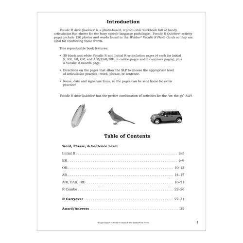 Vista 3 de Super Duper Publications Artic Quickies Reproducible Workbook for Vocalic R Speech Therapy - Articulation Worksheets Educational Learning