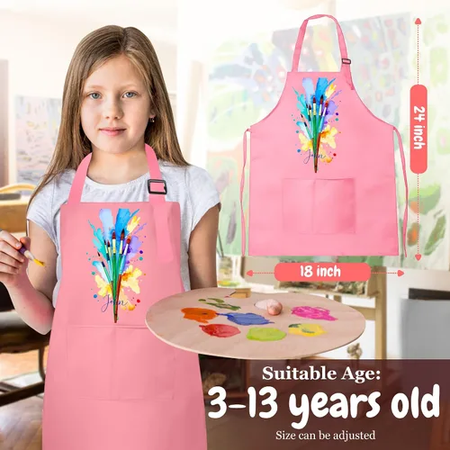 Vista 5 de Delantal con nombre personalizado para pintar y manualidades, delantal personalizado, regalo de calcetín de Navidad para niños y niñas Blanco