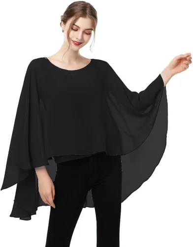 Vista 2 de Capelet de gasa suave capa poncho estola para mujer cubrir