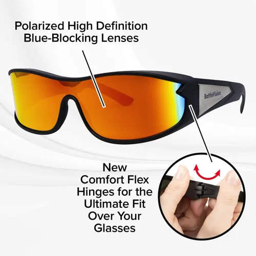 Vista 5 de Wrap Arounds - Lentes de sol polarizados HD, AS-SEEN-ON-TV, se adaptan a tus lentes graduados y lectura, ver más claro, antirreflejos, protegen tus