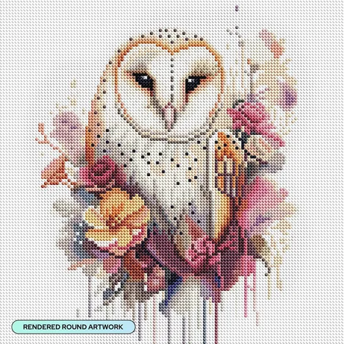 Vista 2 de DIAMOND ART CLUB Austere - Kit de pintura de diamante de búho, manualidades divertidas para adultos, lienzo de arte de diamante redondo, 13 x 13