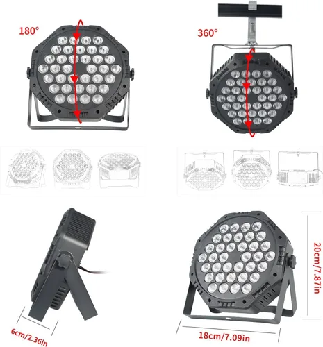 Vista 4 de 36 luces LED Par de luces DJ con cable RGB con control activado por sonido iluminación ascendente para bodas, fiestas, clubes, aparatos
