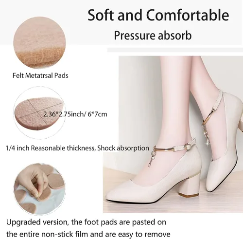 Vista 2 de 20 Pack Metatarsal Pads for Women and Men, Felt Ball of Foot Cushion, Adhesive Forefoot Pads Forefoot Cushion Pads, Foot Pads for Forefoot and Sole