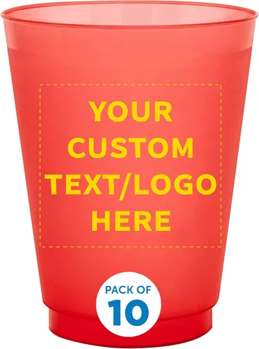 Vista 13 de Vasos de plástico esmerilado personalizados para estadios, paquete de 100, texto promocional, logotipo, 16 onzas, vasos de fiesta reutilizables