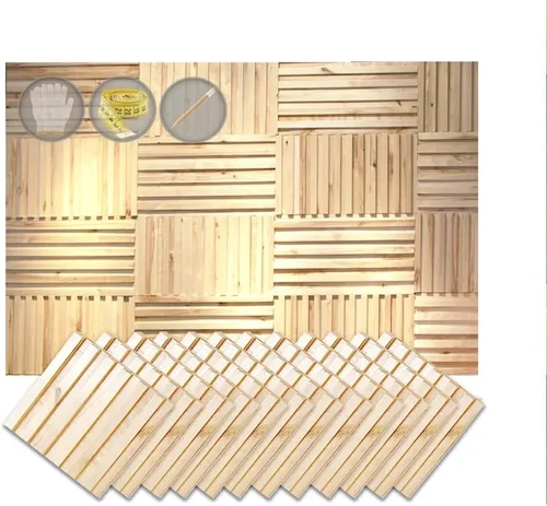 Vista 17 de 1 Panel de arte de pared de madera de Finlandia de alto grado estilo bloque estético Difusor de sonido acústico STC 27 Decoración para el hogar