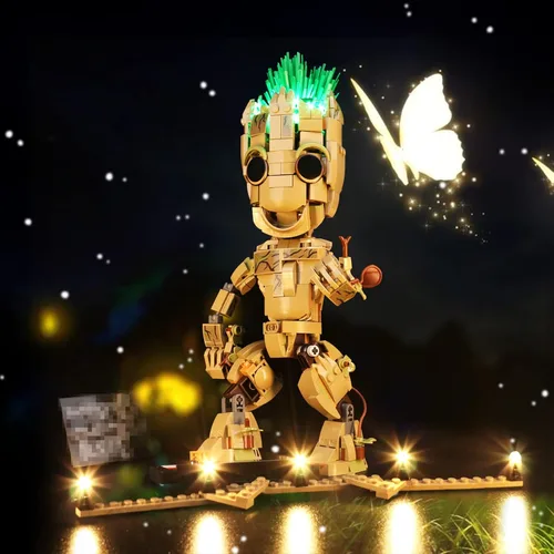 Vista 4 de BrickBling Kit de luz LED para Lego Groot Building Set, iluminación creativa compatible con Lego I am Groot, versión musical, no incluye