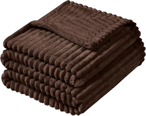 Vista 30 de Vessia - Manta de forro polar de franela (50x70 pulgadas), manta 3D de jacquard negra, esponjosa y cálida para sofá, sillón, cama, silla, 300GSM