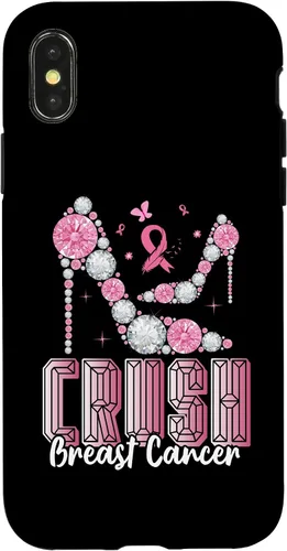 Vista 5 de iPhone 16 Crush Breast Cancer High Heels Bling Cancer Awareness Case