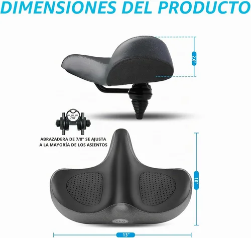 Vista 2 de YLG - Asiento de bicicleta de gran tamaño, cómodo asiento de bicicleta, sillín de repuesto de bicicleta con espuma viscoelástica, sillín