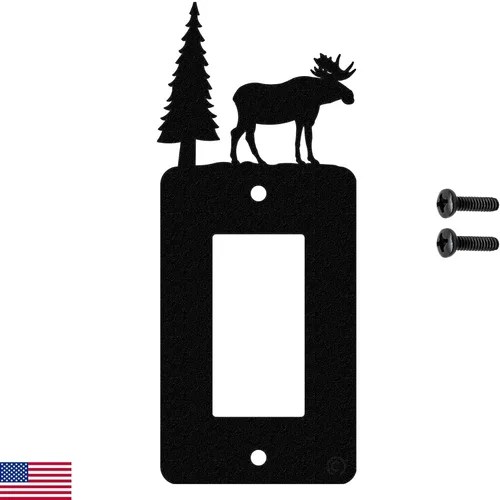 Vista 10 de Moose & Cabin - Placa de pared para interruptor de luz de palanca doble (palanca doble, negro) - Fabricado en Estados Unidos American Steel