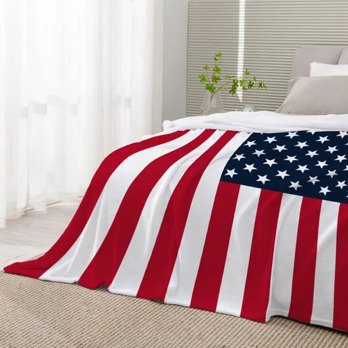 Vista 26 de YeeJu Manta de bandera estadounidense para bebé, patriótica para el 4 de julio, Día de los Caídos, 4 de julio, manta de forro polar para niños