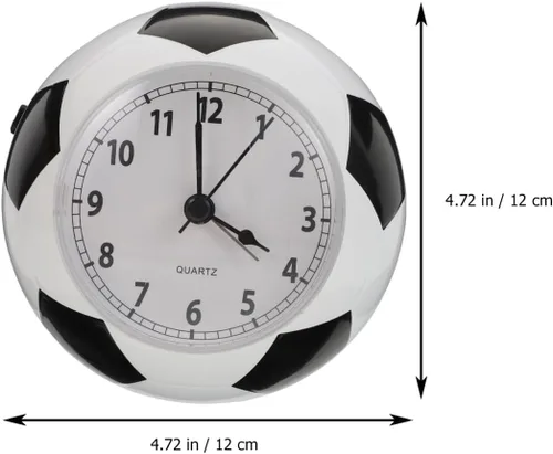 Vista 5 de Wakauto - Reloj despertador de escritorio con forma de balón de fútbol con campana silenciosa, reloj de mesa silencioso con luz nocturna de 4.72