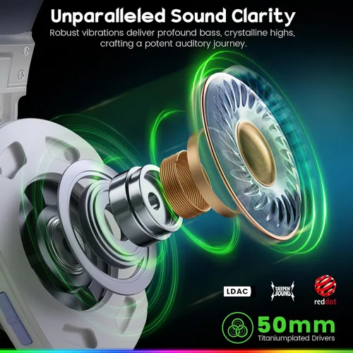 Vista 4 de WESEARY Wireless Gaming Headphones for PS5, PS4, PC, Switch, Mac - 7.1 Surround Sound, Bluetooth Headset with Microphone and 50mm Drivers