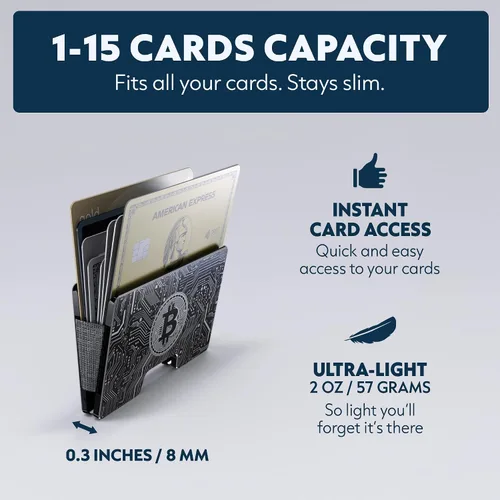Vista 25 de Cartera de aluminio impresa 2.5D para hombres: clip delgado para dinero y tarjetero con barniz selectivo táctil. Bloqueo RFID mejorado, compacto