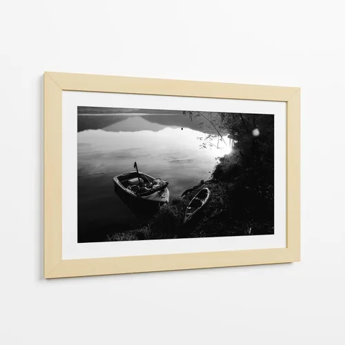 Vista 10 de Canvas Lab Bote BW by HCTR 12 x 8 in Canvas Print Wall Art Black and White Wall Decor for Bedroom, Living Room or Office