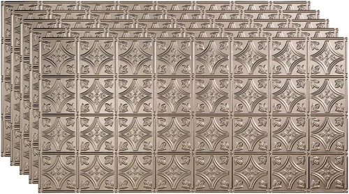 Vista 8 de FASÄDE Panel de techo decorativo de vinilo con pegamento de estilo tradicional y patrón 1 en bronce argente (muestra de 12 x 12 pulgadas)