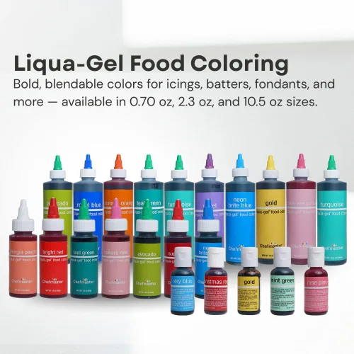 Vista 6 de Chefmaster Aguacate Liqua-Gel® Colorante de alimentos Color vibrante Tinta de grado profesional para glaseado, cobertura, fondant Para hornear