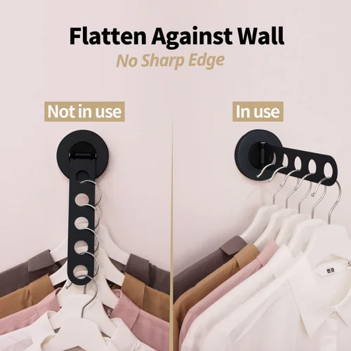 Vista 4 de Greatim - Colgador de pared para colgar ropa, colgador de ropa plegable para pared, organizador de armario que ahorra espacio, sistema de colgar