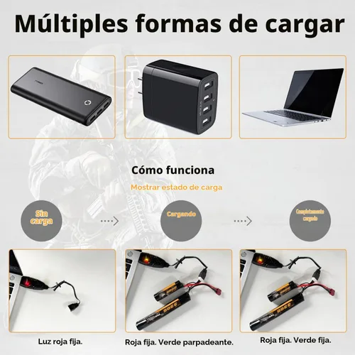 Vista 6 de Batería de airsoft de 3300mAh 11.1V en forma de nunchaku con conector en T estilo Dean y cable mini Tamiya 3S recargable en forma de mariposa
