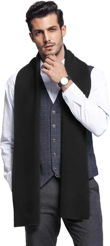 Vista 4 de RIONA Men's 100 Australian Merino Wool Scarf Knitted Soft Warm Neckwear negro (9001_black)