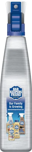 Vista 8 de Bar Keepers Friend Limpiador y pulidor en aerosol para acero inoxidable (2 x 750 ml) Elimina huellas de grasa, manchas de agua dura, mugre
