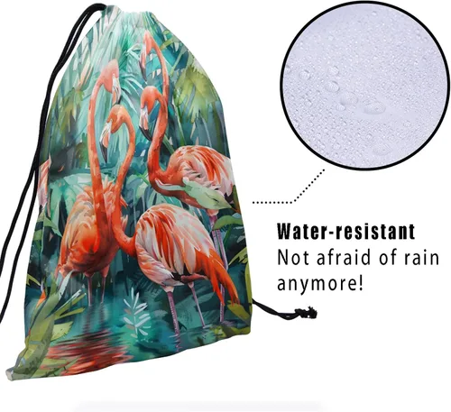 Vista 32 de Bolsa de agarre de gimnasia de piel de animal, bolsa de gimnasia con cordón ajustable, bolsa de cuerda para fauna silvestre, Mariposas Galaxy