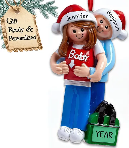 Vista 20 de Adorno personalizado para bebé 2025 – Regalos de embarazo personalizados para futura mamá, adorno de Navidad embarazada 2025, regalos para nuevas