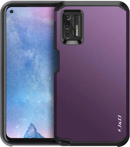 Vista 4 de J&D Funda compatible con Moto G Stylus 2021, resistente funda híbrida resistente con protector de pantalla de vidrio (paquete de 2), no compatible