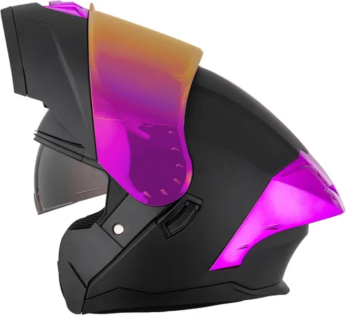 Vista 10 de Casco modular para motocicleta con diseño abatible, aprobado por el DOT con visera extra transparente, cascos de cara completa para motocicleta