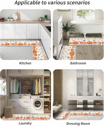 Vista 6 de Tapete de baño de calabaza naranja para bañera, antideslizante, de secado rápido y absorbente, tierra de diatomeas, fregadero de ducha, lavable