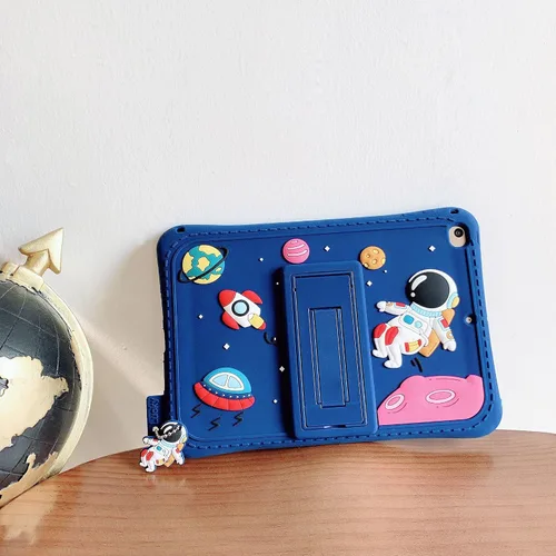 Vista 3 de Funda para Samsung Galaxy Tab A7 Lite de 8.7 pulgadas T220/T225, funda de silicona con patrón de astronautas de cosmonautas con colgante con cordón