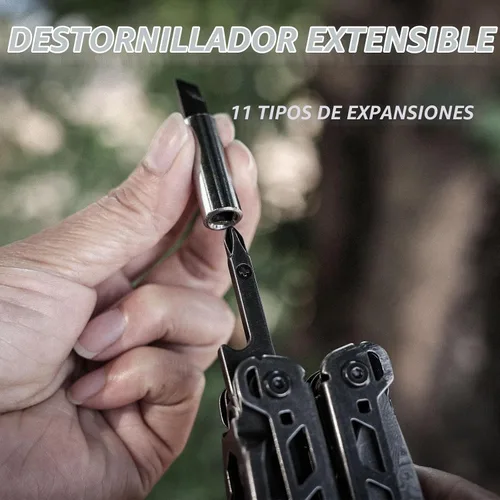 Vista 9 de Multiherramienta, alicates con resorte 25 en 1, multiherramienta, cada herramienta con bloqueo de seguridad, multiherramienta de acero inoxidable