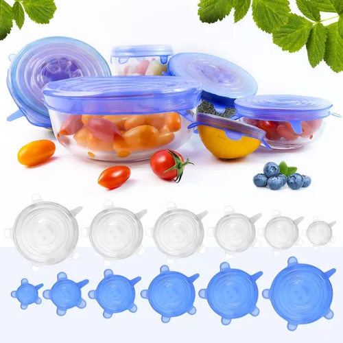 Vista 7 de 12PCS diferentes especificaciones tapas del silicón, tapa del silicón para el almacenamiento de alimentos