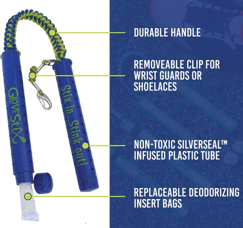 Vista 2 de Glovestix Desodorizador de zapatos y eliminador de olores para guantes de hockey y lacrosse, equipo de boxeo y fútbol, bolsas de gimnasio