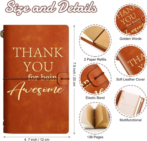 Vista 2 de Booson 20 cuadernos de cuero inspiradores, bolígrafos con lápiz capacitivo motivacional, regalos de agradecimiento para compañeros de trabajo