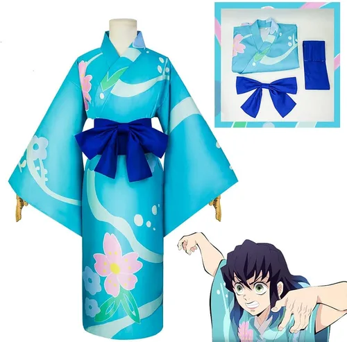 Vista 5 de Disfraz de cosplay de anime japonés para Demon Slayer Giyuu Zenitsu apto para mujeres y hombres, disfraz de Halloween para cosplay