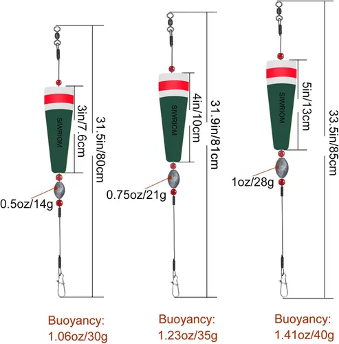 Vista 7 de Flotadores de corchos para pesca en agua salada, 4 piezas de bobbers pesados, pesca en tierra, flotador de corcho, sonajero para peces rojos