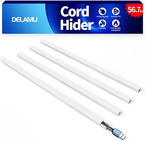 Vista 10 de Delamu Cubiertas de Cable de 157 pulgadas para Cables en la Pared, Ocultador de Cable para 1 Cable, Ocultador de Cable Pintable, Cubiertas