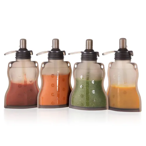 Vista 14 de haakaa Yummy Pouch - Bolsa reutilizable para alimentos para bebés, 4 onzas Verde