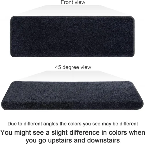 Vista 8 de PURE ERA Bullnose - Juego de peldaños de alfombra para escaleras sin cinta, antideslizantes, protectores de escaleras para interiores, alfombras