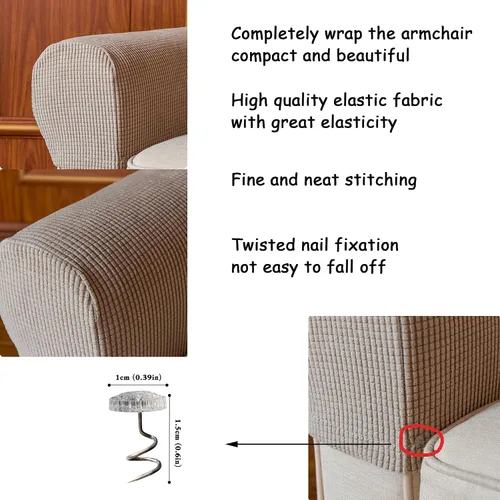 Vista 3 de Fundas para sillón, protector de reposabrazos de sofá, juego de 2 fundas elásticas para reposabrazos para sillas reclinables, para el hogar
