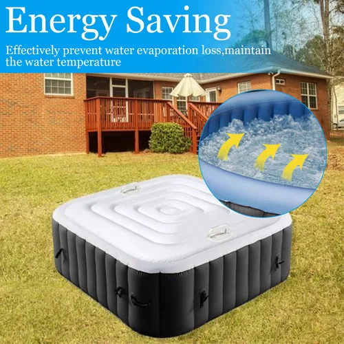 Vista 4 de Cubierta Inflable para Jacuzzi Tapa de Ahorro de Energía para Jacuzzi al Aire Libre, Cubierta Protectora Resistente al Viento e Impermeable