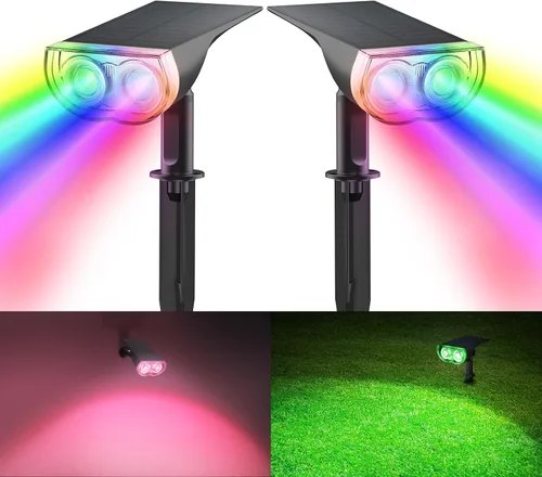 Vista 14 de Consciot Focos solares para exteriores, IP67 impermeable 2 en 1, luces solares de día, luces decorativas de Navidad duraderas para jardín, patio