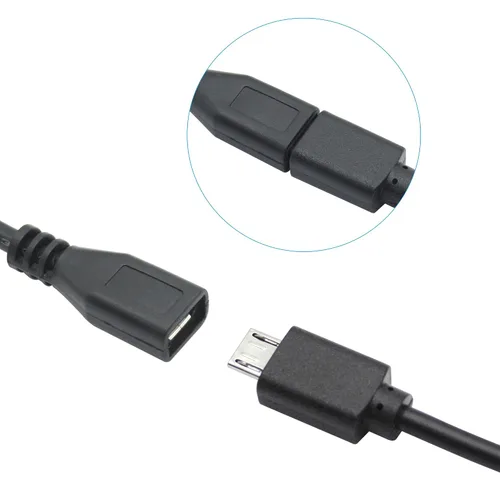 Vista 5 de Cable corto micro USB hembra de 4 pines de 11 pulgadas, 24AWG USB 5V/2A 4 pines Pigtail Cable de alimentación y datos de extremo abierto